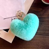 Porte Clé Pompon Femme Coeur Vert