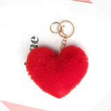 Porte Clé Pompon Femme Coeur Rouge