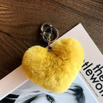 Porte Clé Pompon Femme Coeur Jaune