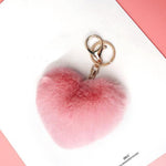 Porte Clé Pompon Femme Coeur Rose