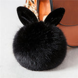 Porte Clé Pompon Moelleux Oreille De Lapin Noir