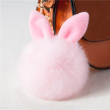 Porte Clé Pompon Moelleux Oreille De Lapin Rose Pale