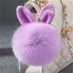 Porte Clé Pompon Moelleux Oreille De Lapin Mauve