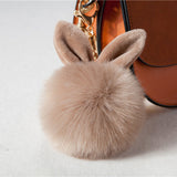 Porte Clé Pompon Moelleux Oreille De Lapin Kaki