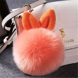 Porte Clé Pompon Moelleux Oreille De Lapin Orange