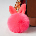 Porte Clé Pompon Moelleux Oreille De Lapin Rose Pasteque