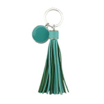 Porte Clé Pompon en Cuir Vert Turquoise