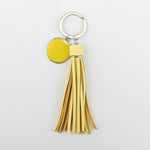 Porte Clé Pompon en Cuir Jaune