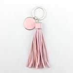 Porte Clé Pompon en Cuir Rose Pale