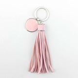 Porte Clé Pompon en Cuir Rose Pale