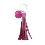 Porte Clé Pompon en Cuir Hot Pink